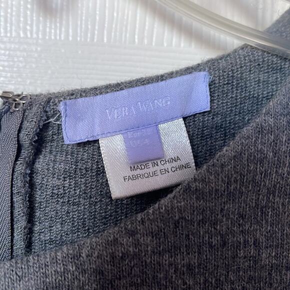 Vera Wang wool A-line dress with sequins at bottom hem - Picture 2 of 6